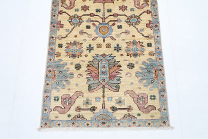 75 x 182 cm | Beige Runner Rug Afghan Hand Knotted Veg Dye Wool carpet
