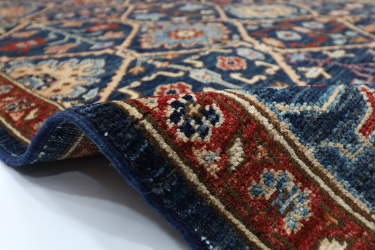148 x 238 cm | Navy Afghan Tribal Hand Knotted Veg Dye Wool Carpet