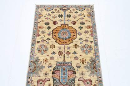 75 x 182 cm | Beige Runner Rug Afghan Hand Knotted Veg Dye Wool carpet