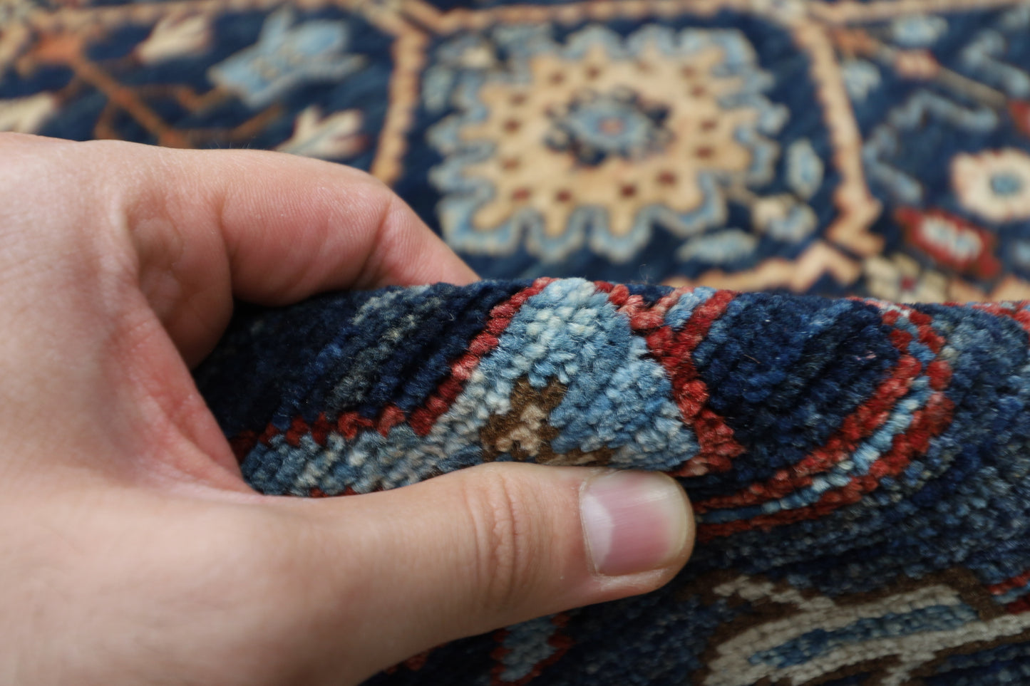 148 x 238 cm | Navy Afghan Tribal Hand Knotted Veg Dye Wool Carpet