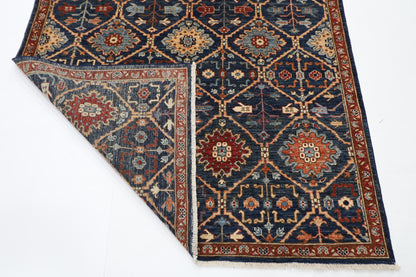 148 x 238 cm | Navy Afghan Tribal Hand Knotted Veg Dye Wool Carpet