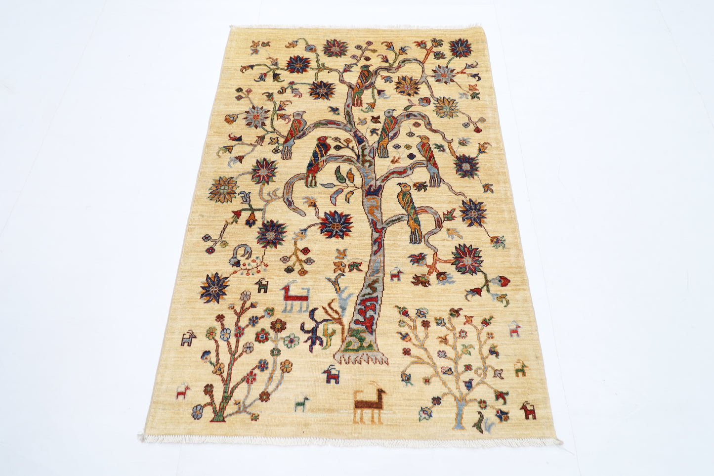 105 x 152 cm | Tree Gabbeh Rug Afghan Hand Knotted Veg Dye Wool carpet