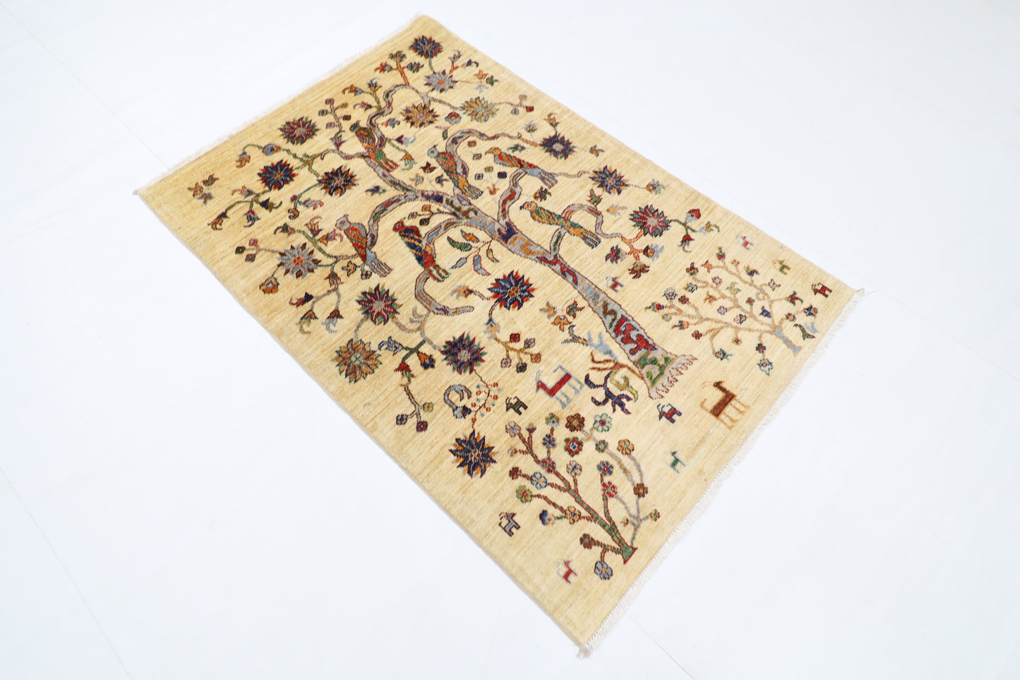 105 x 152 cm | Tree Gabbeh Rug Afghan Hand Knotted Veg Dye Wool carpet