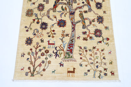 105 x 152 cm | Tree Gabbeh Rug Afghan Hand Knotted Veg Dye Wool carpet