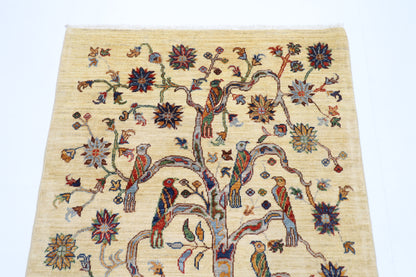 105 x 152 cm | Tree Gabbeh Rug Afghan Hand Knotted Veg Dye Wool carpet