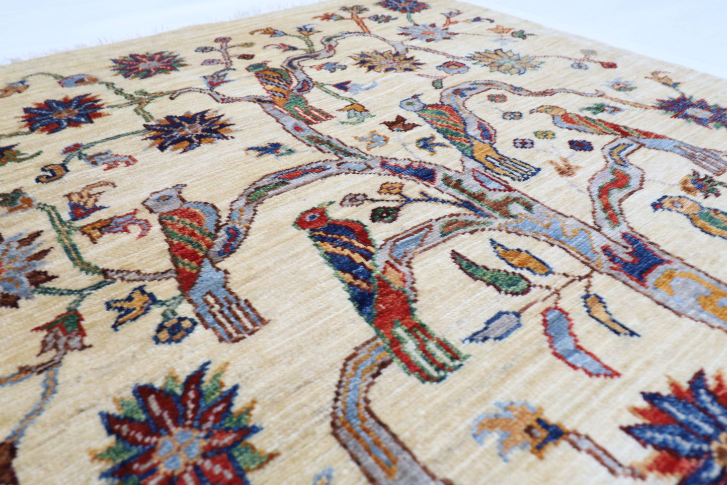 105 x 152 cm | Tree Gabbeh Rug Afghan Hand Knotted Veg Dye Wool carpet