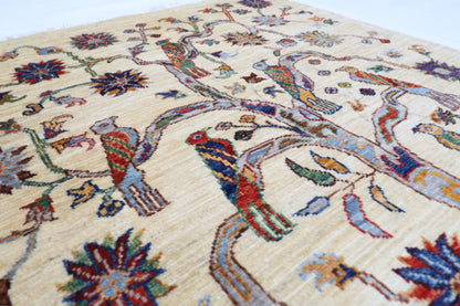 105 x 152 cm | Tree Gabbeh Rug Afghan Hand Knotted Veg Dye Wool carpet