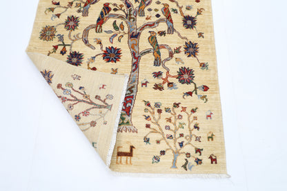 105 x 152 cm | Tree Gabbeh Rug Afghan Hand Knotted Veg Dye Wool carpet