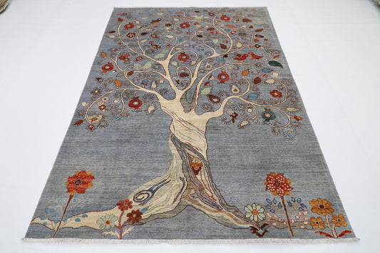 174 x 235 cm | Gabbeh Afghan Tribal Hand Knotted Natural Veg Dye Wool Carpet