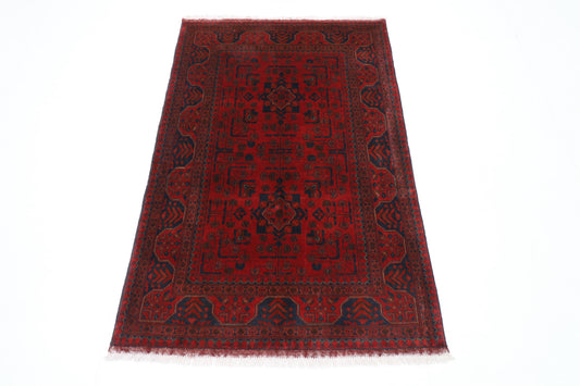 103 x 155 cm | Red Area Rug Afghan Hand Knotted Veg Dye Wool carpet