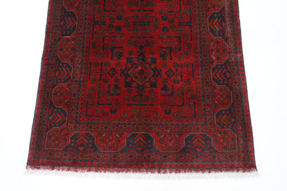 103 x 155 cm | Red Area Rug Afghan Hand Knotted Veg Dye Wool carpet