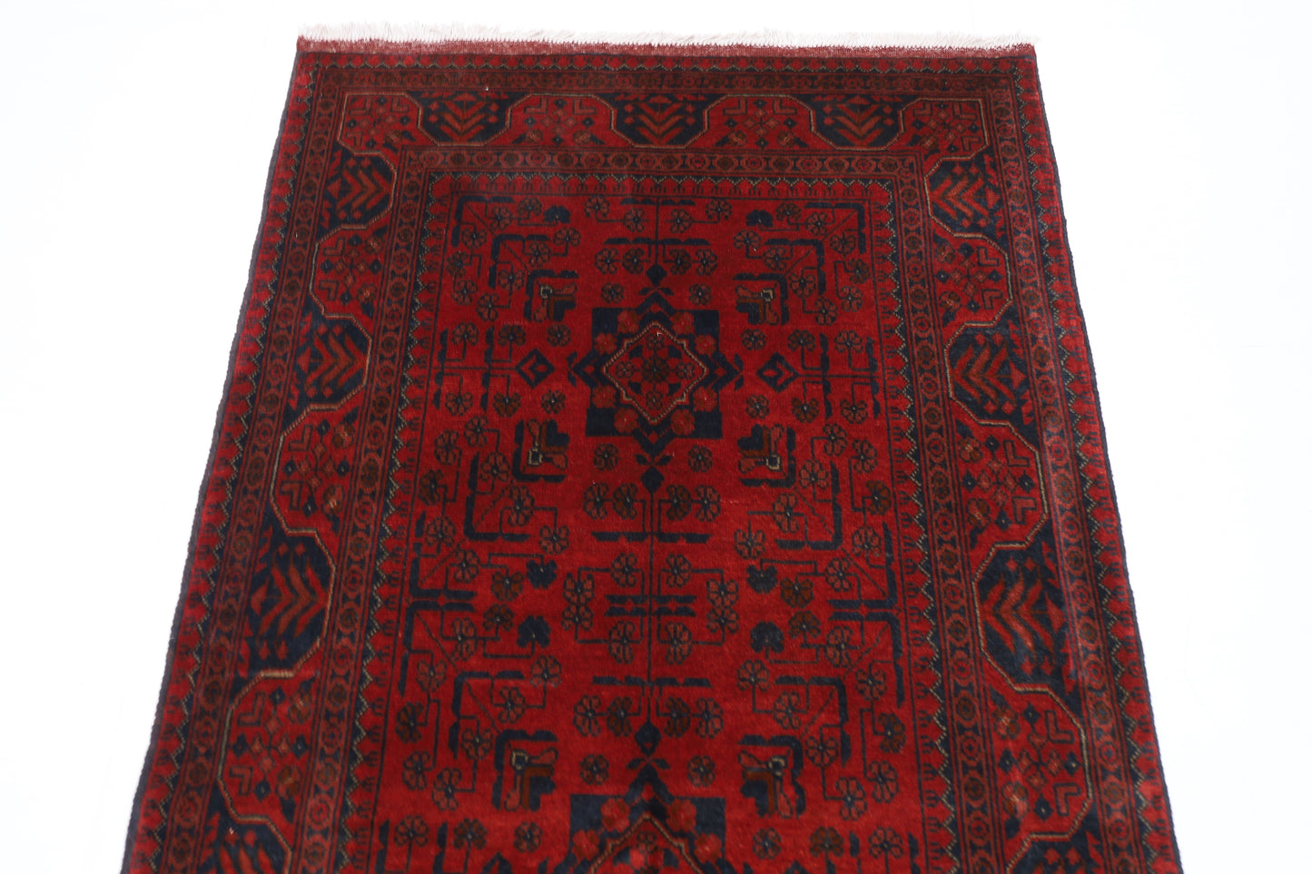 103 x 155 cm | Red Area Rug Afghan Hand Knotted Veg Dye Wool carpet