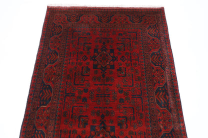 103 x 155 cm | Red Area Rug Afghan Hand Knotted Veg Dye Wool carpet