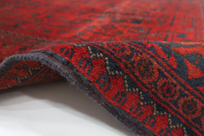 103 x 155 cm | Red Area Rug Afghan Hand Knotted Veg Dye Wool carpet