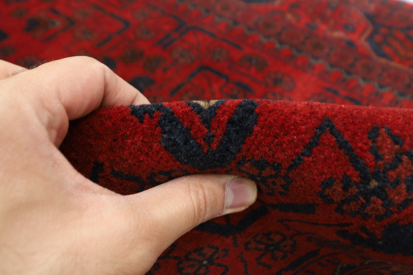 103 x 155 cm | Red Area Rug Afghan Hand Knotted Veg Dye Wool carpet