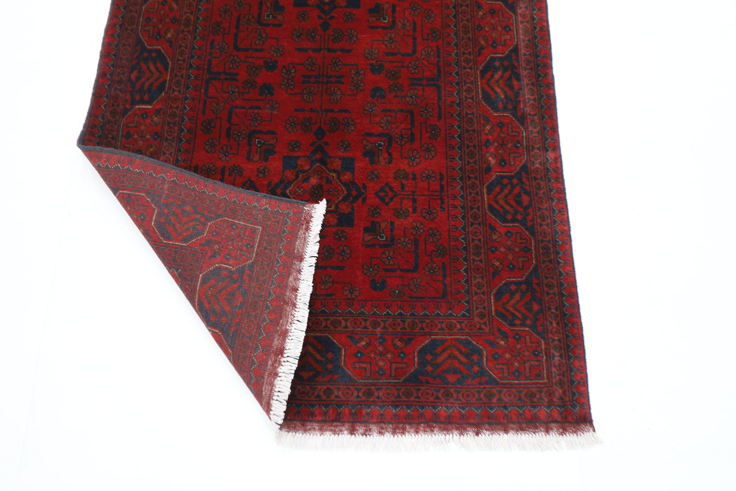 103 x 155 cm | Red Area Rug Afghan Hand Knotted Veg Dye Wool carpet