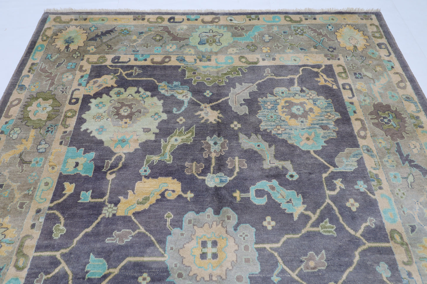 215 x 300 cm | Oushak Afghan Tribal Hand Knotted Natural Veg Dye Wool Carpet