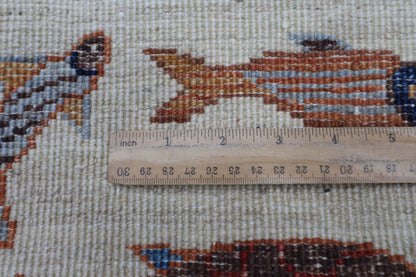 100 x 154 cm | Fish Party Afghan Tribal Hand Knotted Natural Veg Dye Wool Carpet