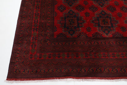 303 x 402 cm | Large Geometric Red Area Rug Afghan Hand Knotted Wool carpet