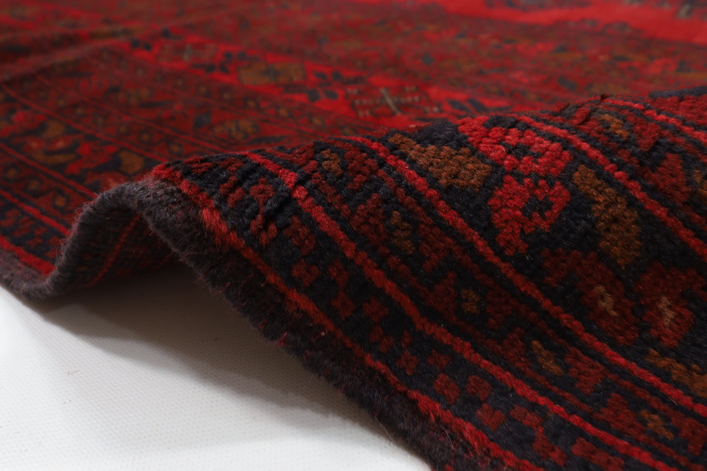 303 x 402 cm | Large Geometric Red Area Rug Afghan Hand Knotted Wool carpet