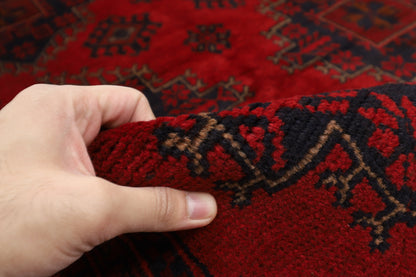 303 x 402 cm | Large Geometric Red Area Rug Afghan Hand Knotted Wool carpet