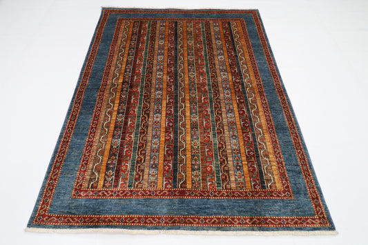 160 x 205 cm | Shawl Afghan Tribal Hand Knotted Natural Veg Dye Wool Carpet