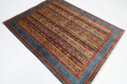160 x 205 cm | Shawl Afghan Tribal Hand Knotted Natural Veg Dye Wool Carpet