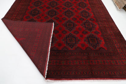 303 x 402 cm | Large Geometric Red Area Rug Afghan Hand Knotted Wool carpet