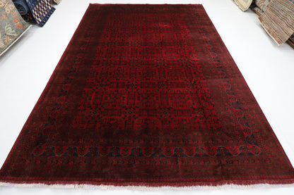 251 x 357 cm | Large Bokhara Red Area Rug Afghan Hand Knotted Wool carpet