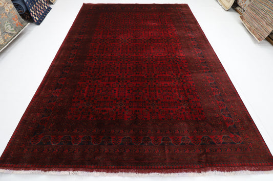 251 x 357 cm | Large Bokhara Red Area Rug Afghan Hand Knotted Wool carpet