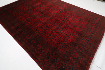 251 x 357 cm | Large Bokhara Red Area Rug Afghan Hand Knotted Wool carpet