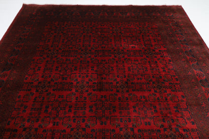 251 x 357 cm | Large Bokhara Red Area Rug Afghan Hand Knotted Wool carpet