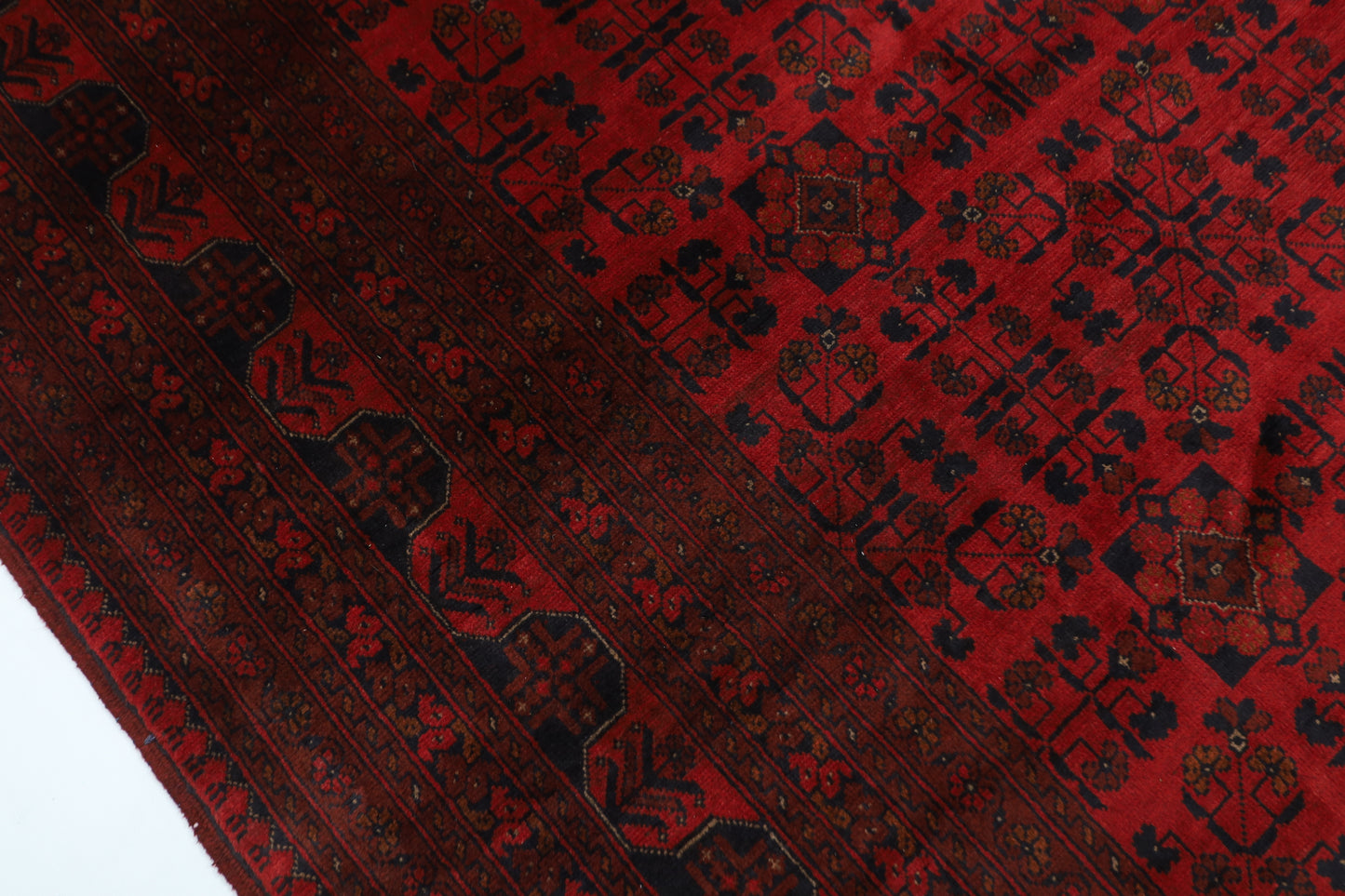 251 x 357 cm | Large Bokhara Red Area Rug Afghan Hand Knotted Wool carpet