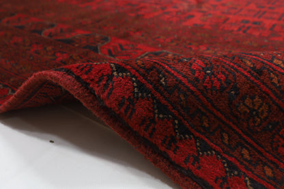 251 x 357 cm | Large Bokhara Red Area Rug Afghan Hand Knotted Wool carpet