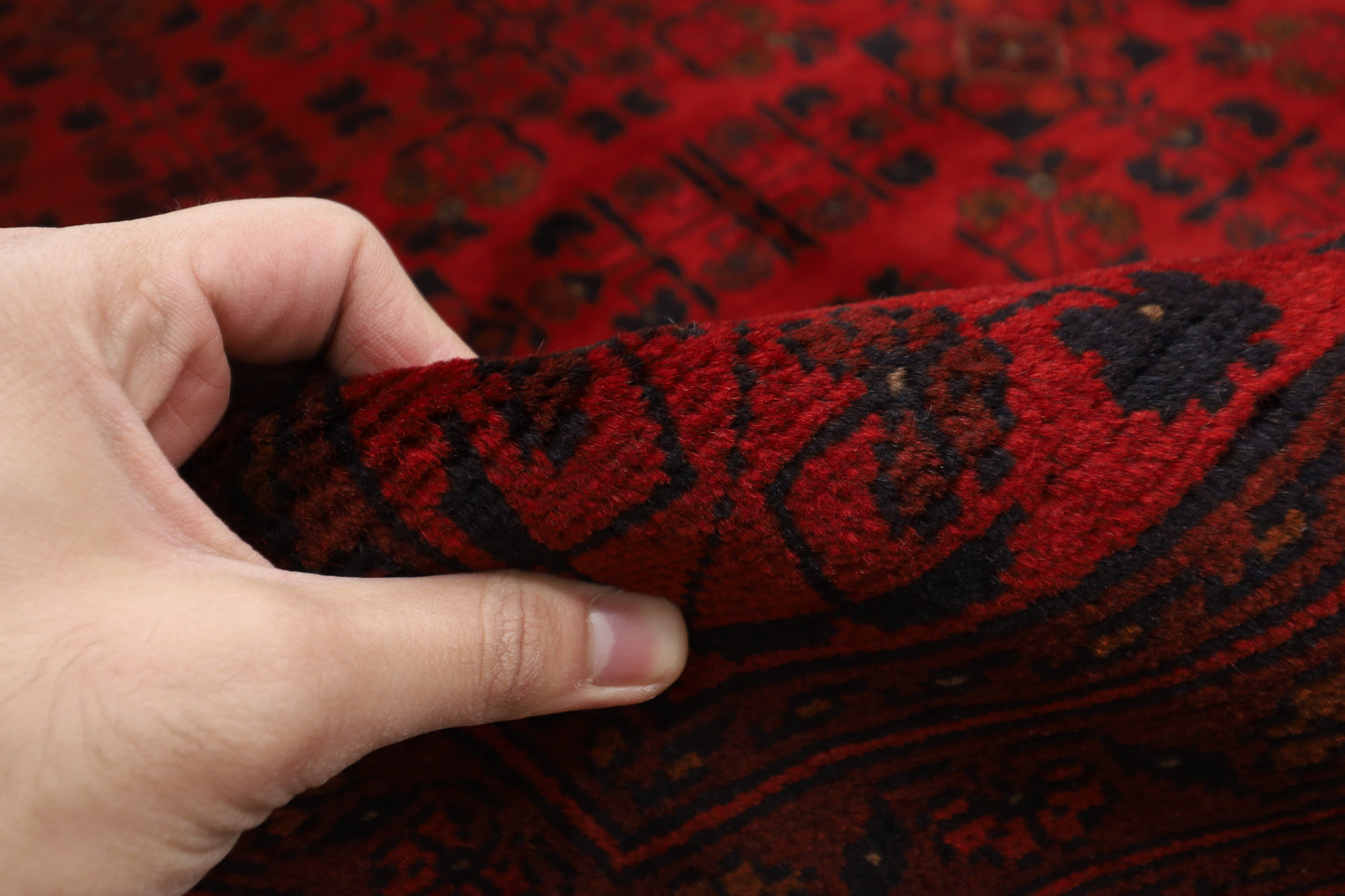 251 x 357 cm | Large Bokhara Red Area Rug Afghan Hand Knotted Wool carpet