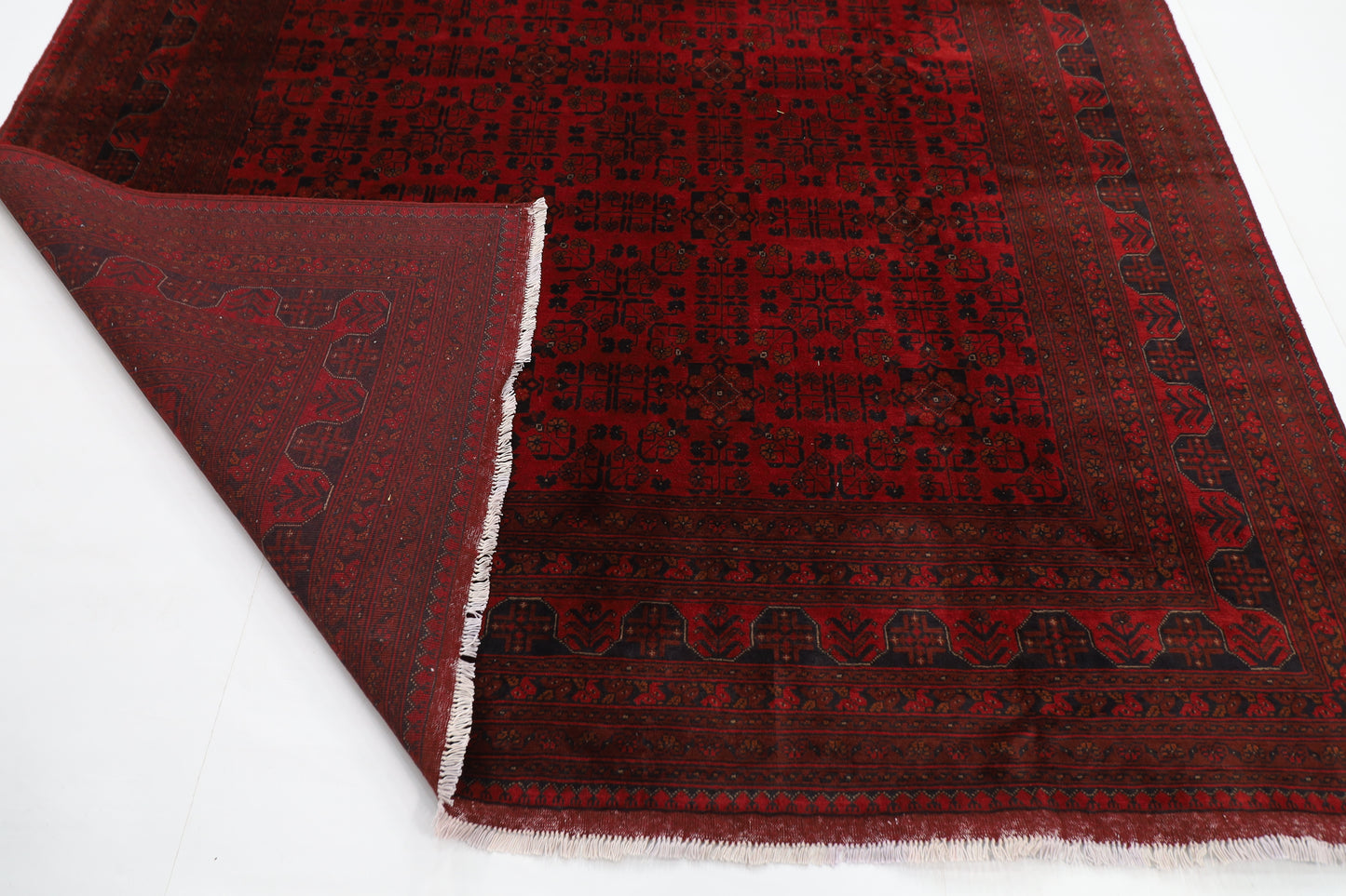 251 x 357 cm | Large Bokhara Red Area Rug Afghan Hand Knotted Wool carpet