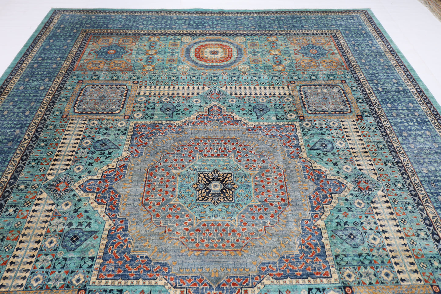 271 x 370 cm | Traditional Mamluk Area Rug Afghan Hand Knotted veg Dye Wool carpet