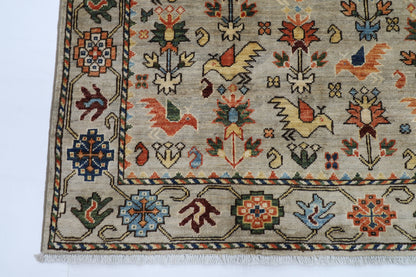 123 x 177 cm | Birds Afghan Tribal Hand Knotted Natural Veg Dye Wool Carpet