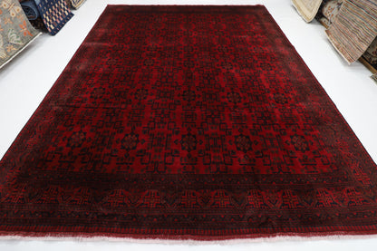 299 x 394 cm | Large Bokhara Red Area Rug Afghan Hand Knotted Wool carpet