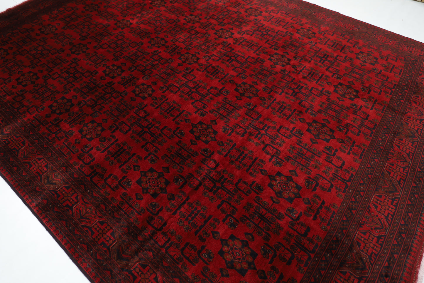 299 x 394 cm | Large Bokhara Red Area Rug Afghan Hand Knotted Wool carpet