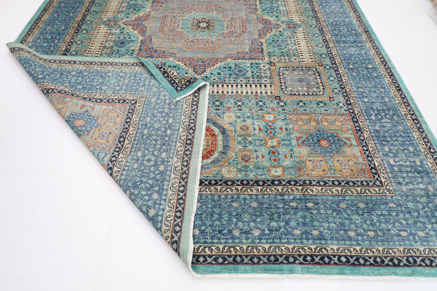 271 x 370 cm | Traditional Mamluk Area Rug Afghan Hand Knotted veg Dye Wool carpet