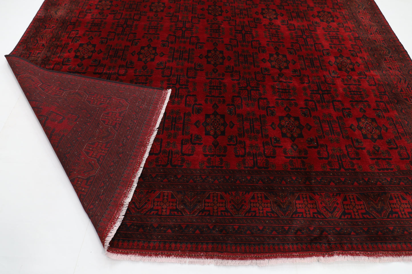 299 x 394 cm | Large Bokhara Red Area Rug Afghan Hand Knotted Wool carpet