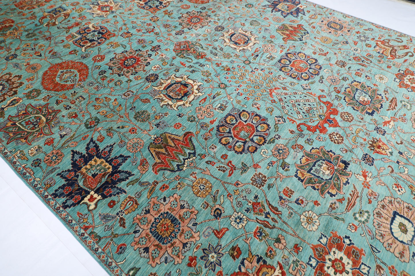 306 x 422 cm | Traditional Floral Area Rug Afghan Hand Knotted veg Dye Wool carpet