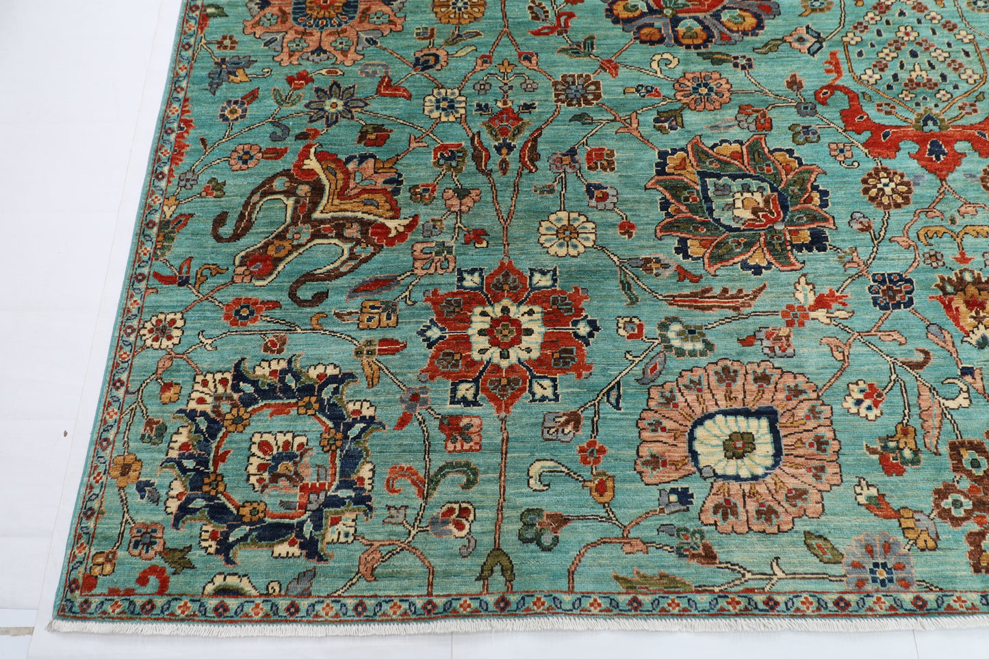 306 x 422 cm | Traditional Floral Area Rug Afghan Hand Knotted veg Dye Wool carpet