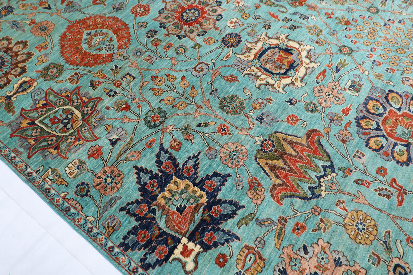 306 x 422 cm | Traditional Floral Area Rug Afghan Hand Knotted veg Dye Wool carpet