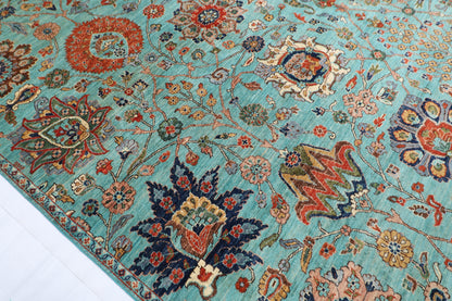 306 x 422 cm | Traditional Floral Area Rug Afghan Hand Knotted veg Dye Wool carpet