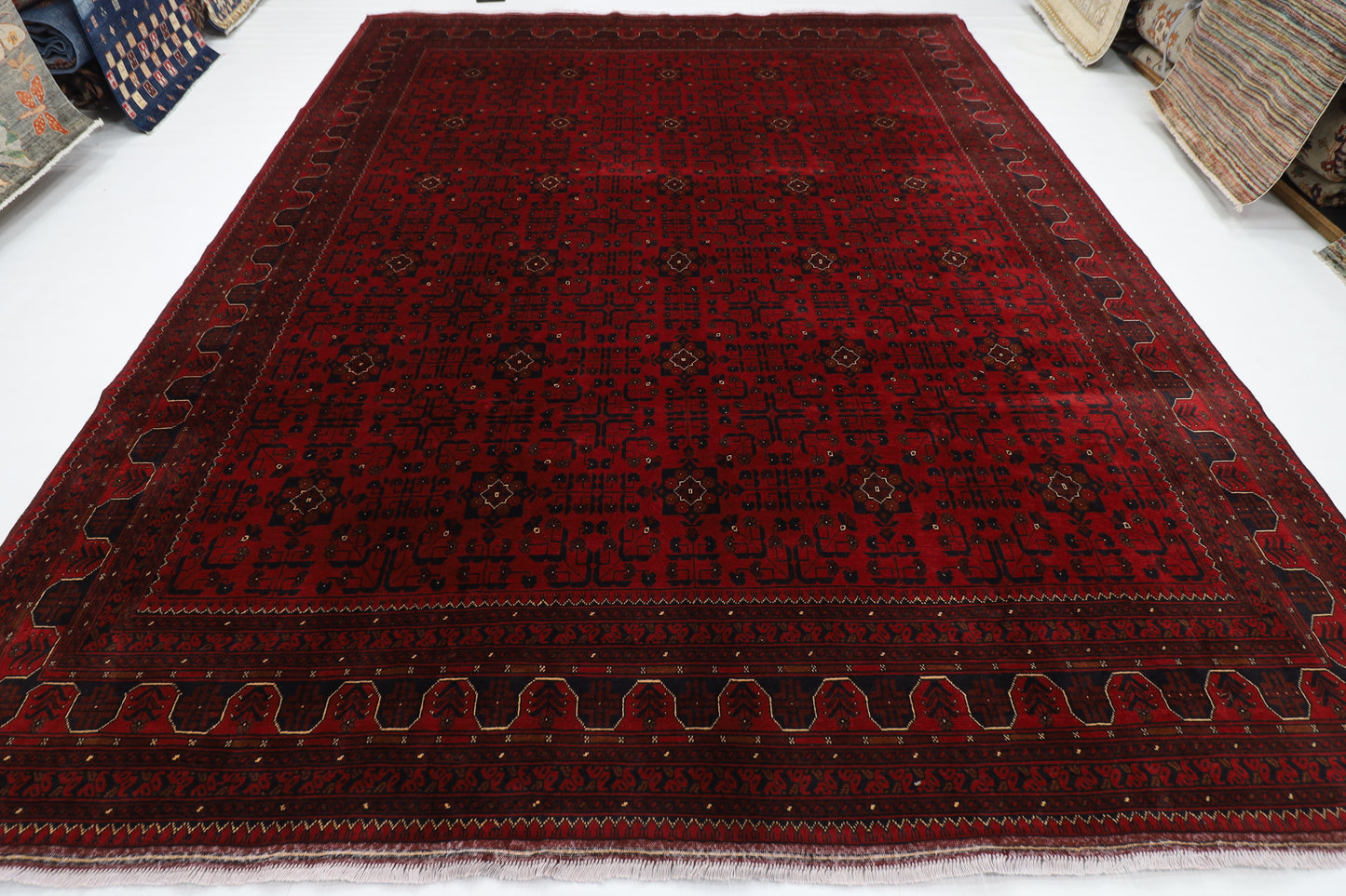 303 x 393 cm | Large Bokhara Red Area Rug Afghan Hand Knotted Wool carpet