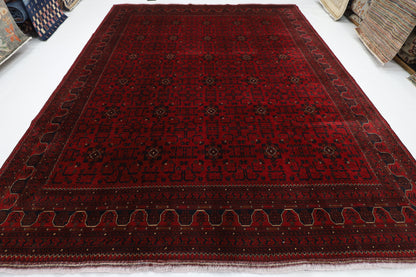 303 x 393 cm | Large Bokhara Red Area Rug Afghan Hand Knotted Wool carpet