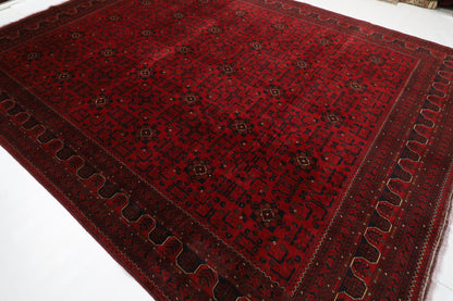 303 x 393 cm | Large Bokhara Red Area Rug Afghan Hand Knotted Wool carpet