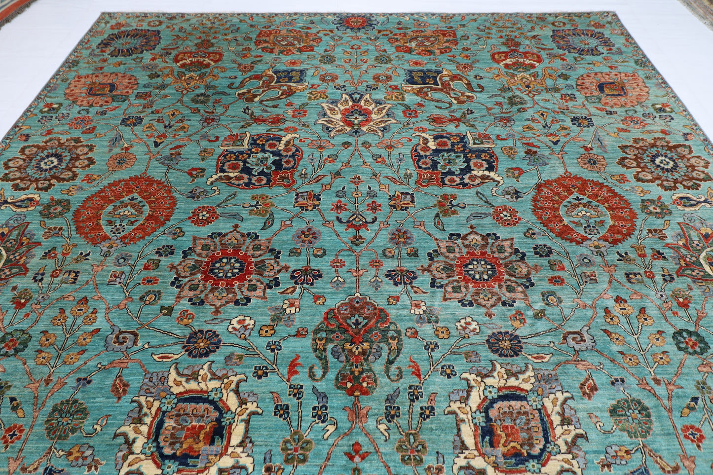 306 x 422 cm | Traditional Floral Area Rug Afghan Hand Knotted veg Dye Wool carpet